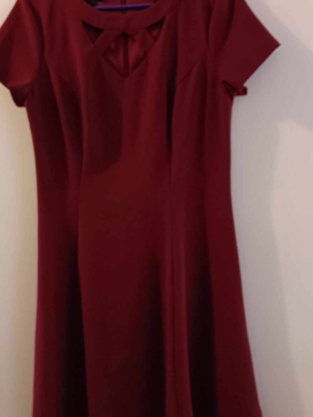 Women’s Agb  Burgundy Dress with Cutout Design Fit And Flare Midi Dress